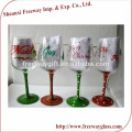 hand painted Christmas series red colored wine glasses